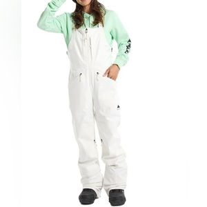 Burton Reserve Snow Ski Snowboard Bib Pants Stout White Womens M